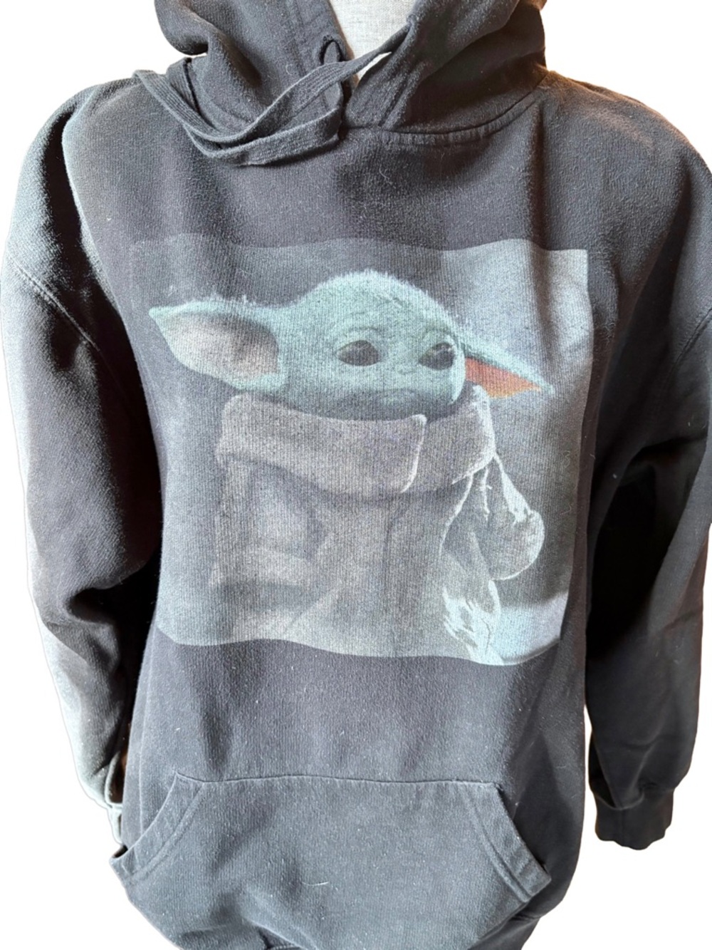 Star Wars Black Hoodie with Baby Yoda Grogu Mandalorian Design